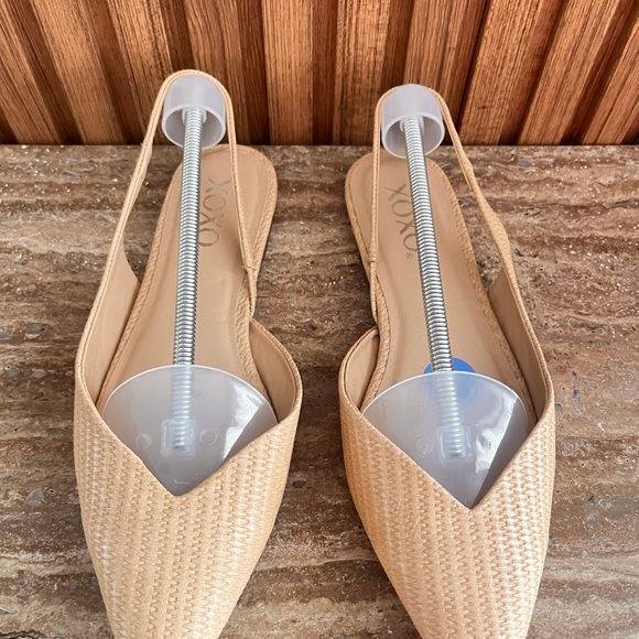 NEW Slingback Pointed Toe Flats XOXO NUDE faux Leather Ballerina Shoes Size 7.5 - Picture 4 of 7